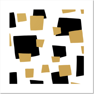 Geometric pattern black gold and white Posters and Art